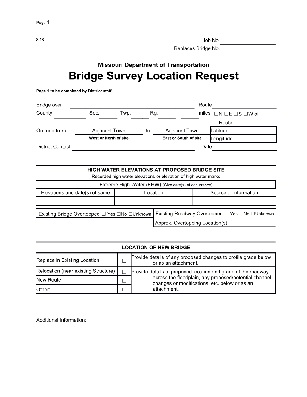 Bridge Survey Location Request