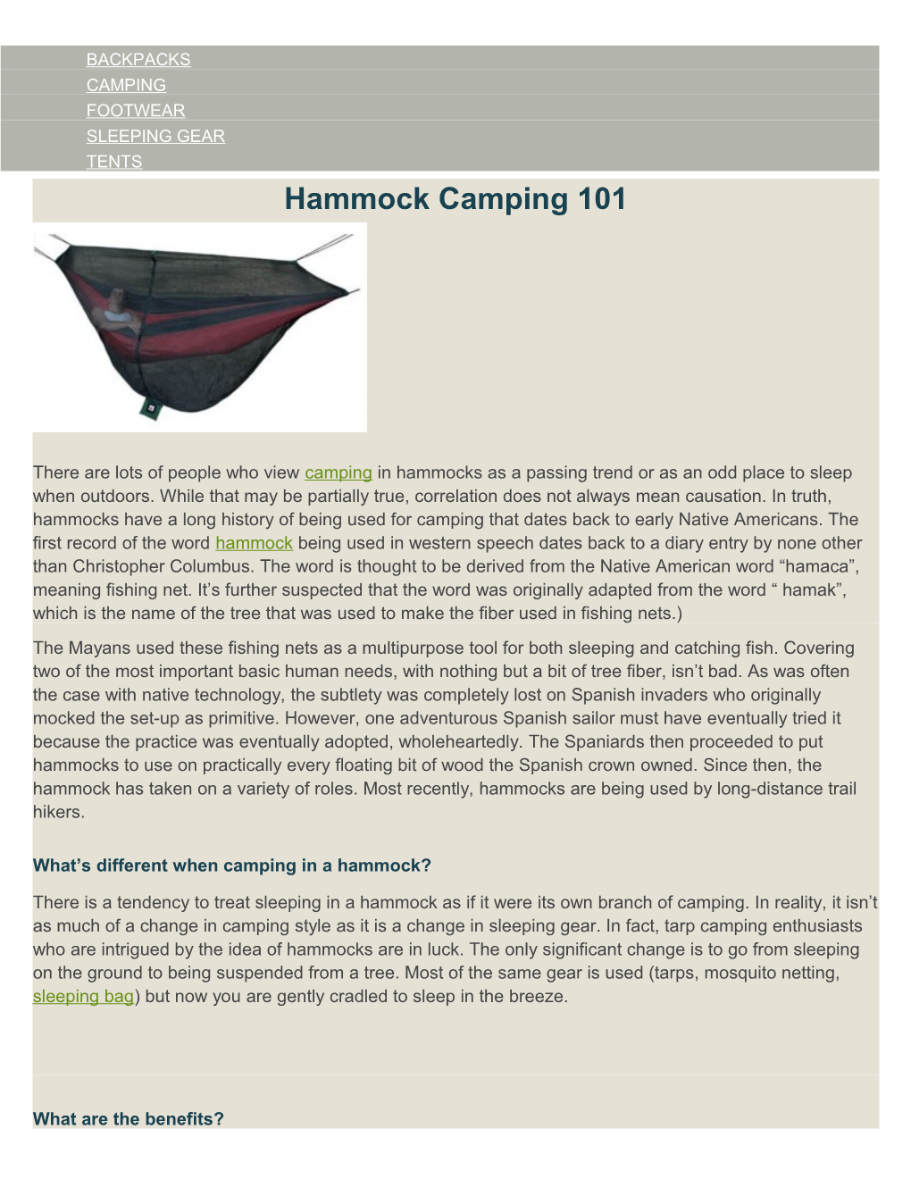 Hammock Camping 101