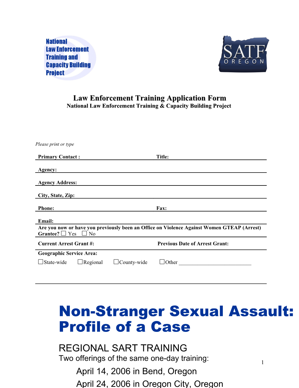 Law Enforcement Training Application Form