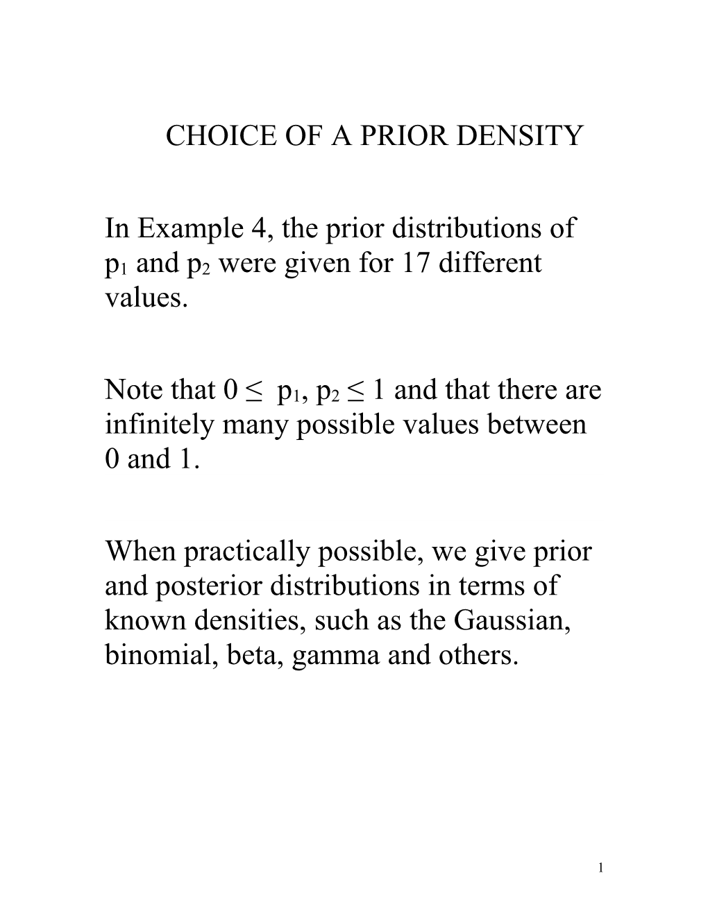 In Example 4, the Prior Distributions of P1 and P2 Were Given for 17 Different Values