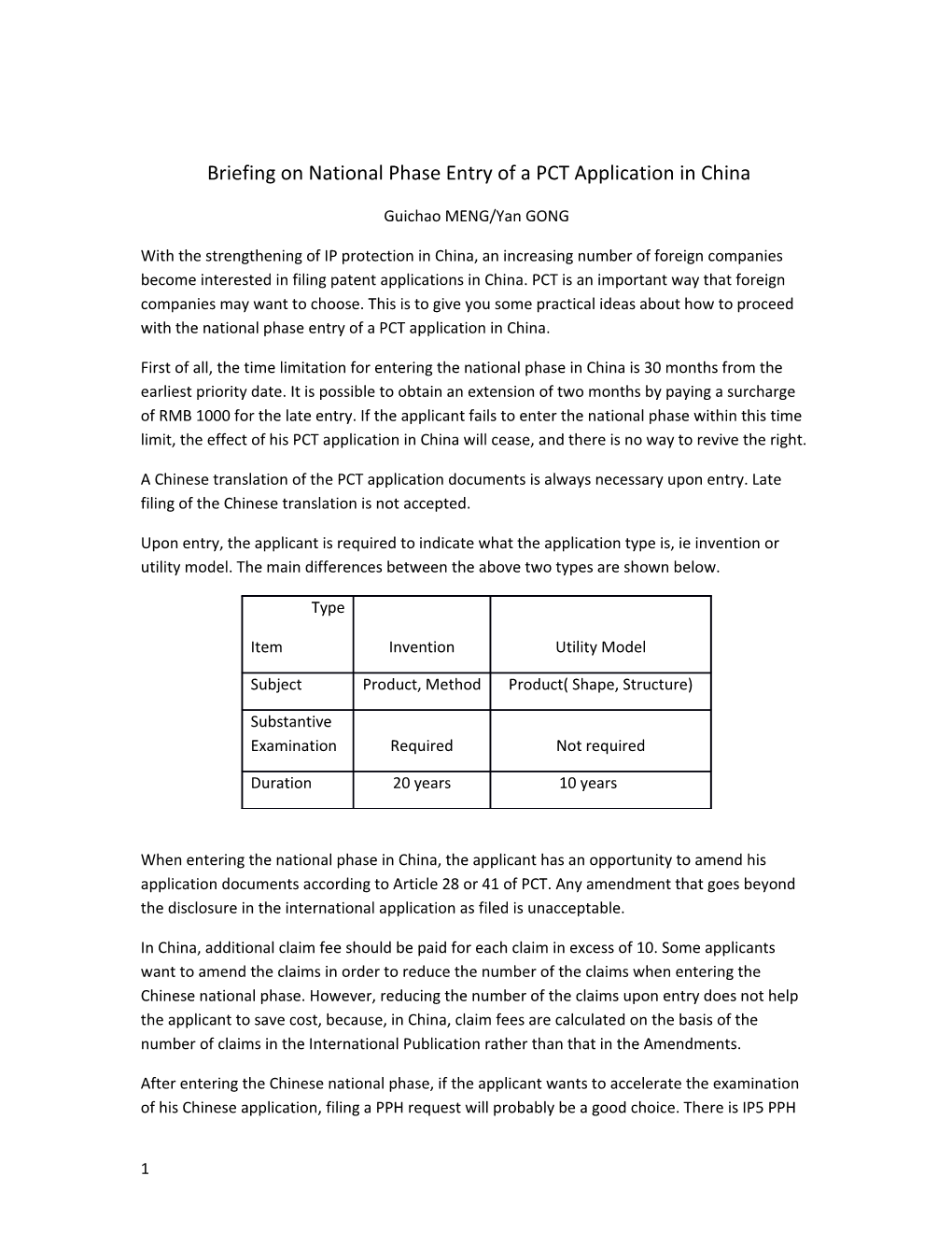 Briefing on National Phaseentry of a PCT Application in China