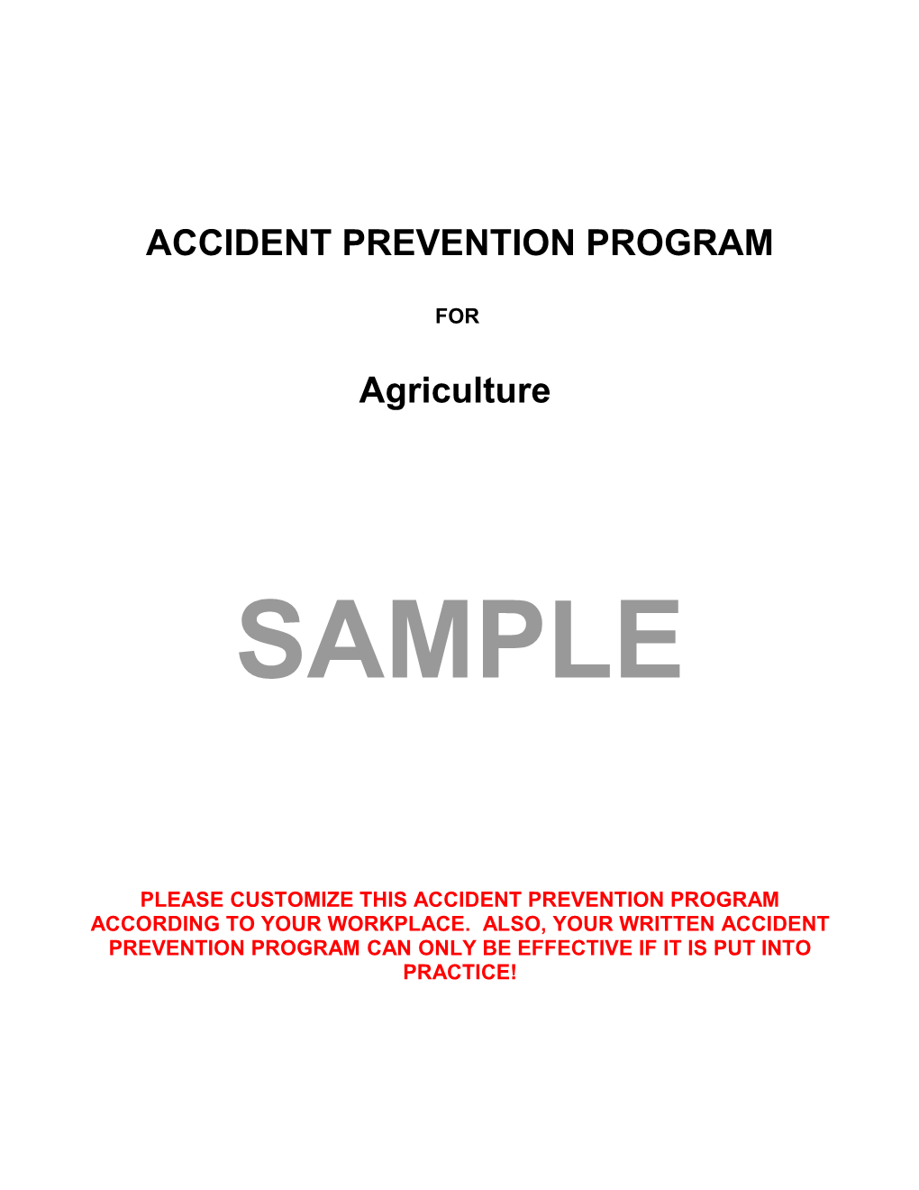 Sample Accident Prevention Program (APP) for Agriculture