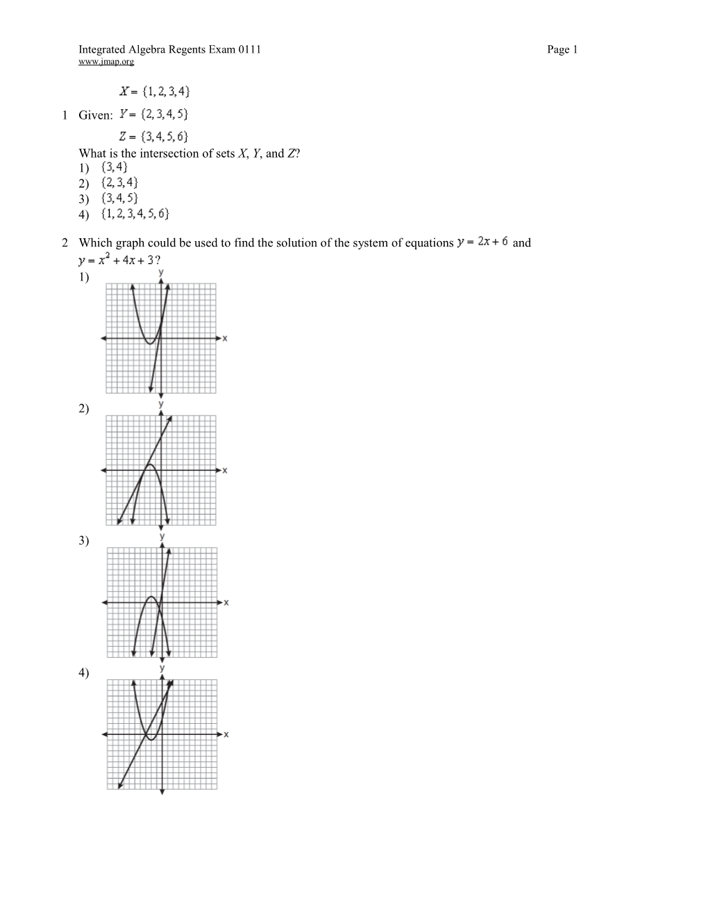 Integrated Algebra Regents Exam 0111Page 1