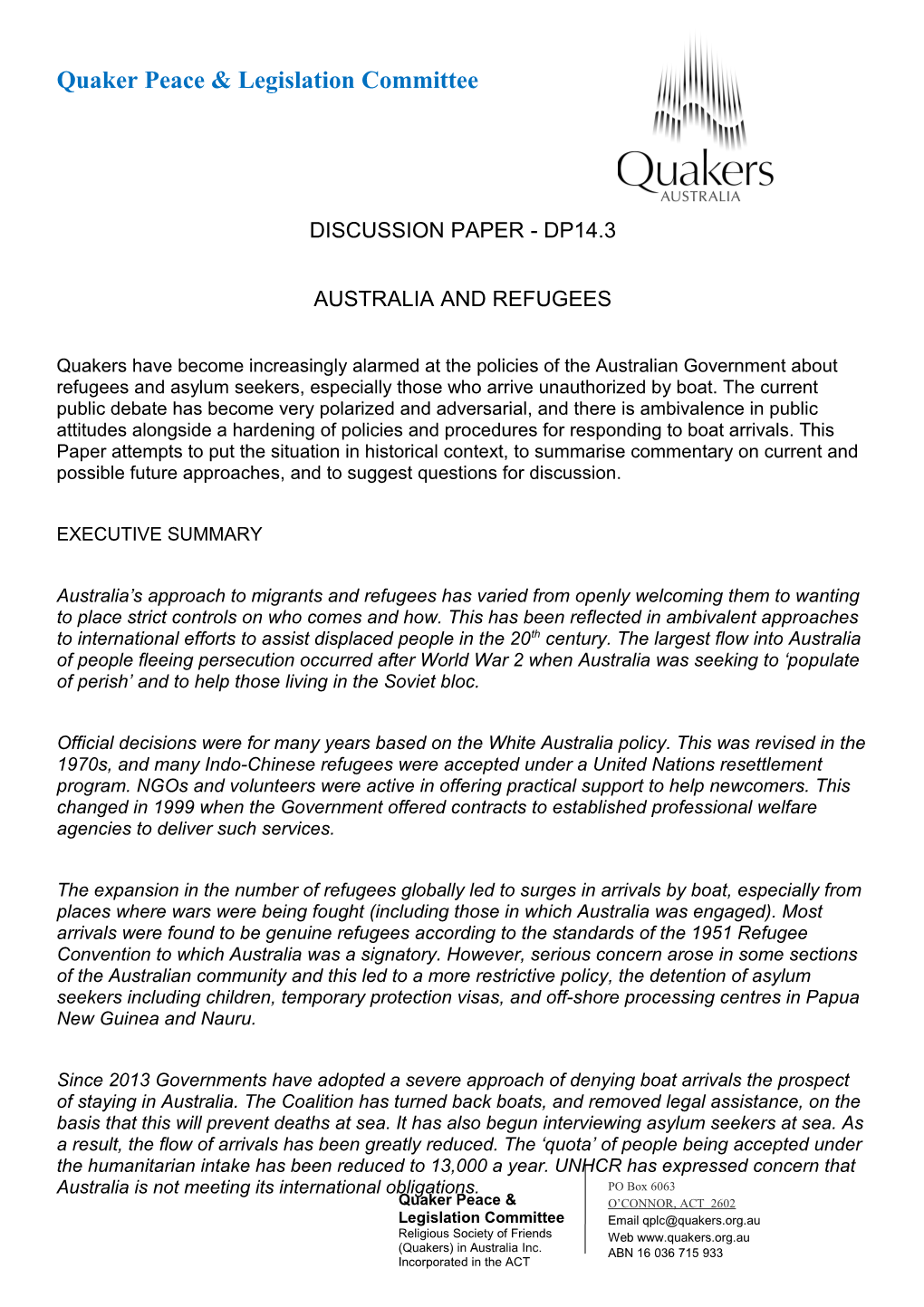 Discussion Paper - Dp14.3