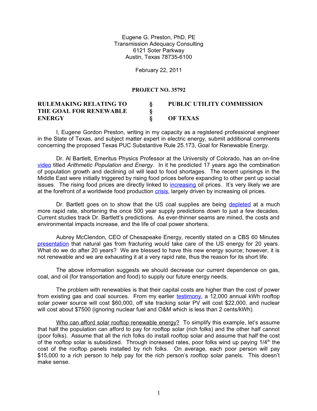 Rulemaking Relating to Public Utility Commission