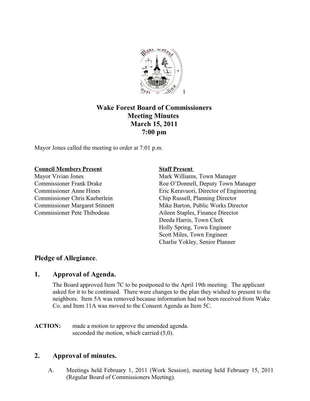 Wake Forest Board of Commissioners