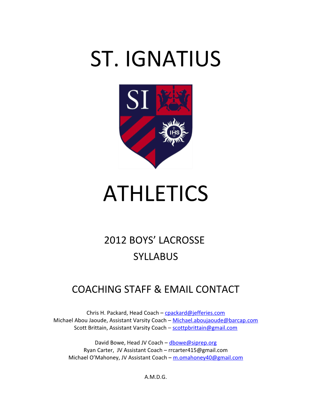 Coaching Staff & Email Contact