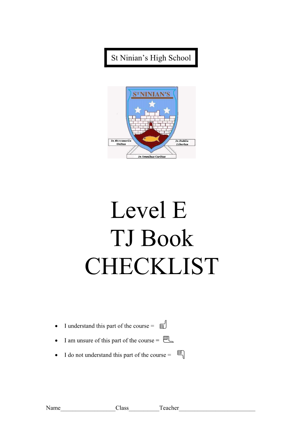 Level E Course Checklist