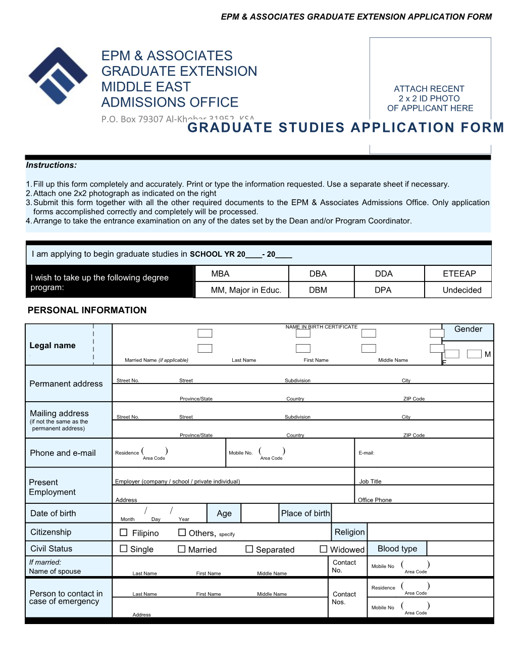 Enrolment and Previous Application