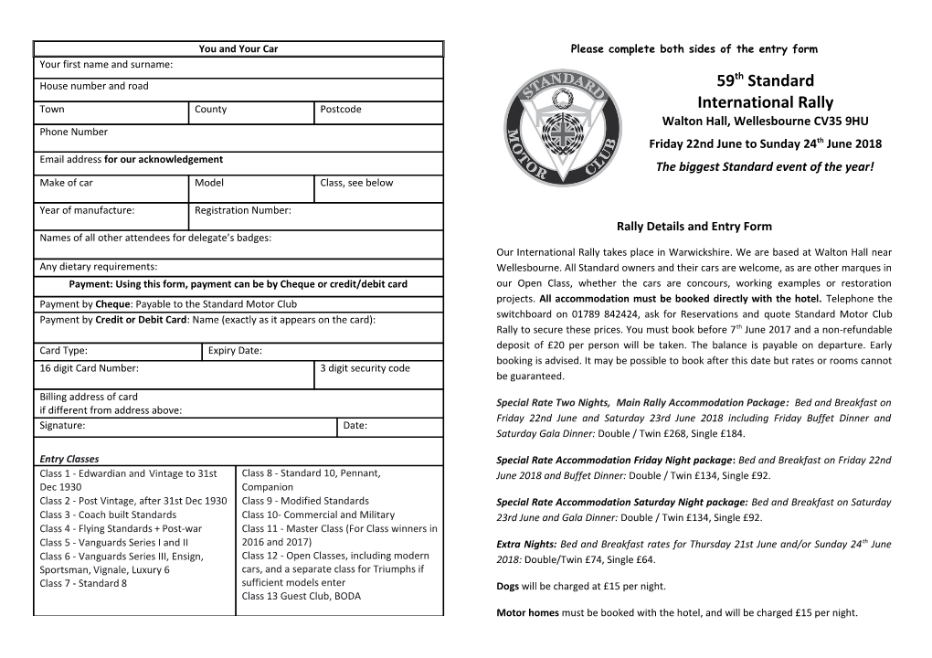 Please Complete Both Sides of the Entry Form