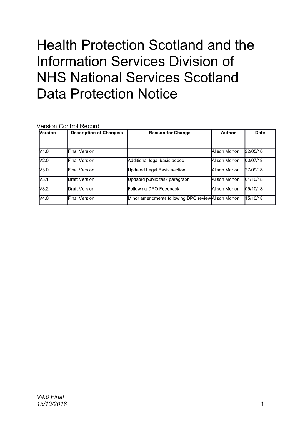 Health Protection Scotland and the Information Services Division of NHS National Services
