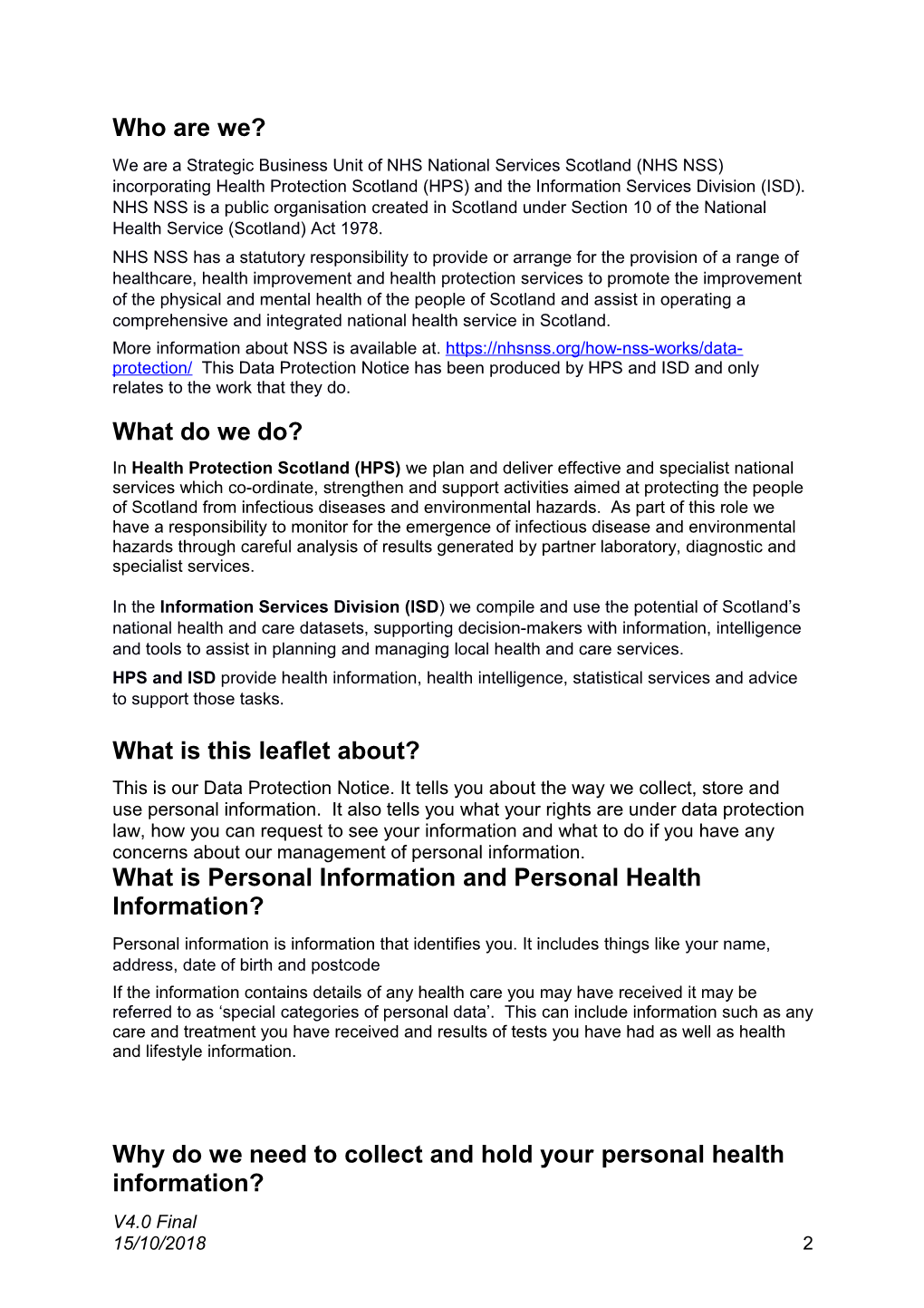Health Protection Scotland and the Information Services Division of NHS National Services