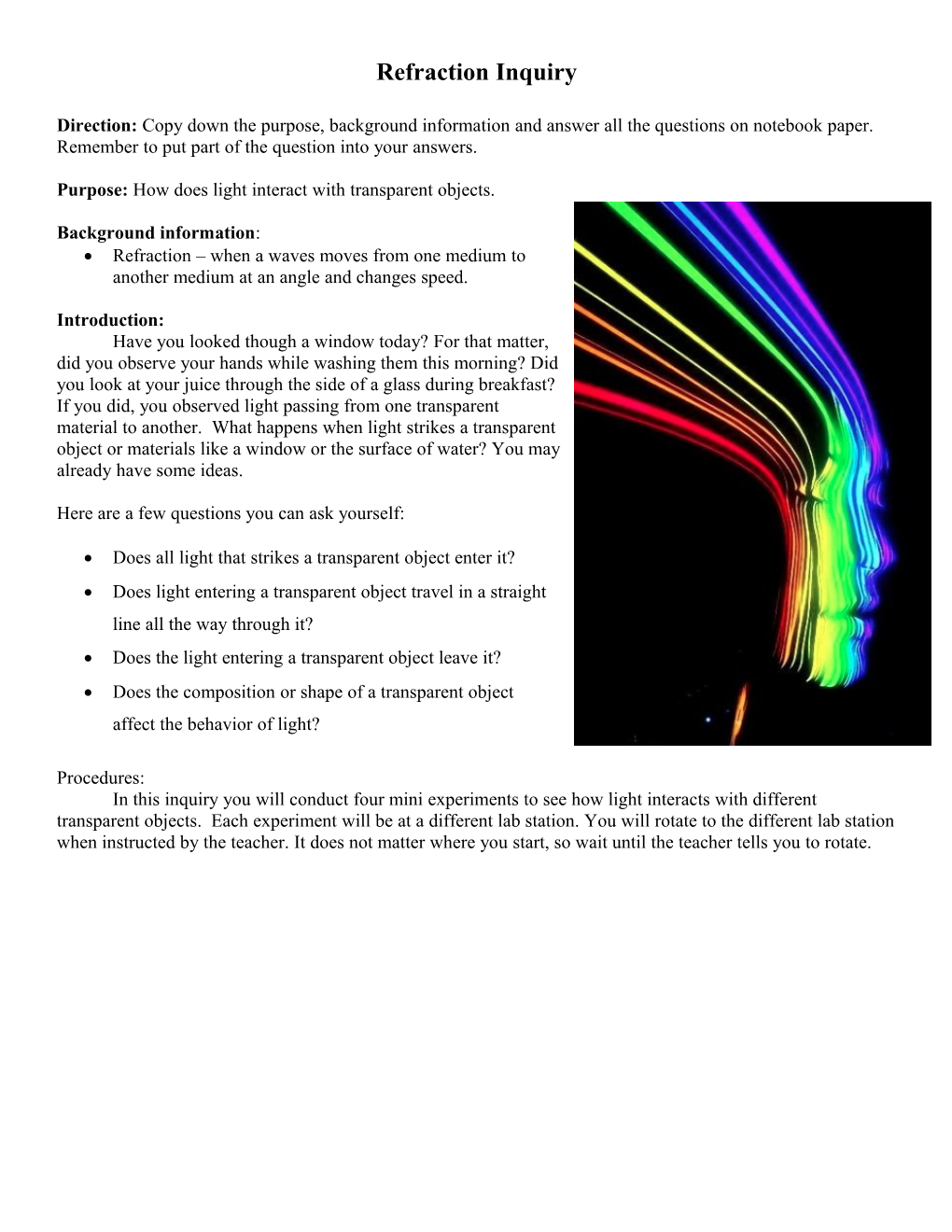 Refraction Inquiry