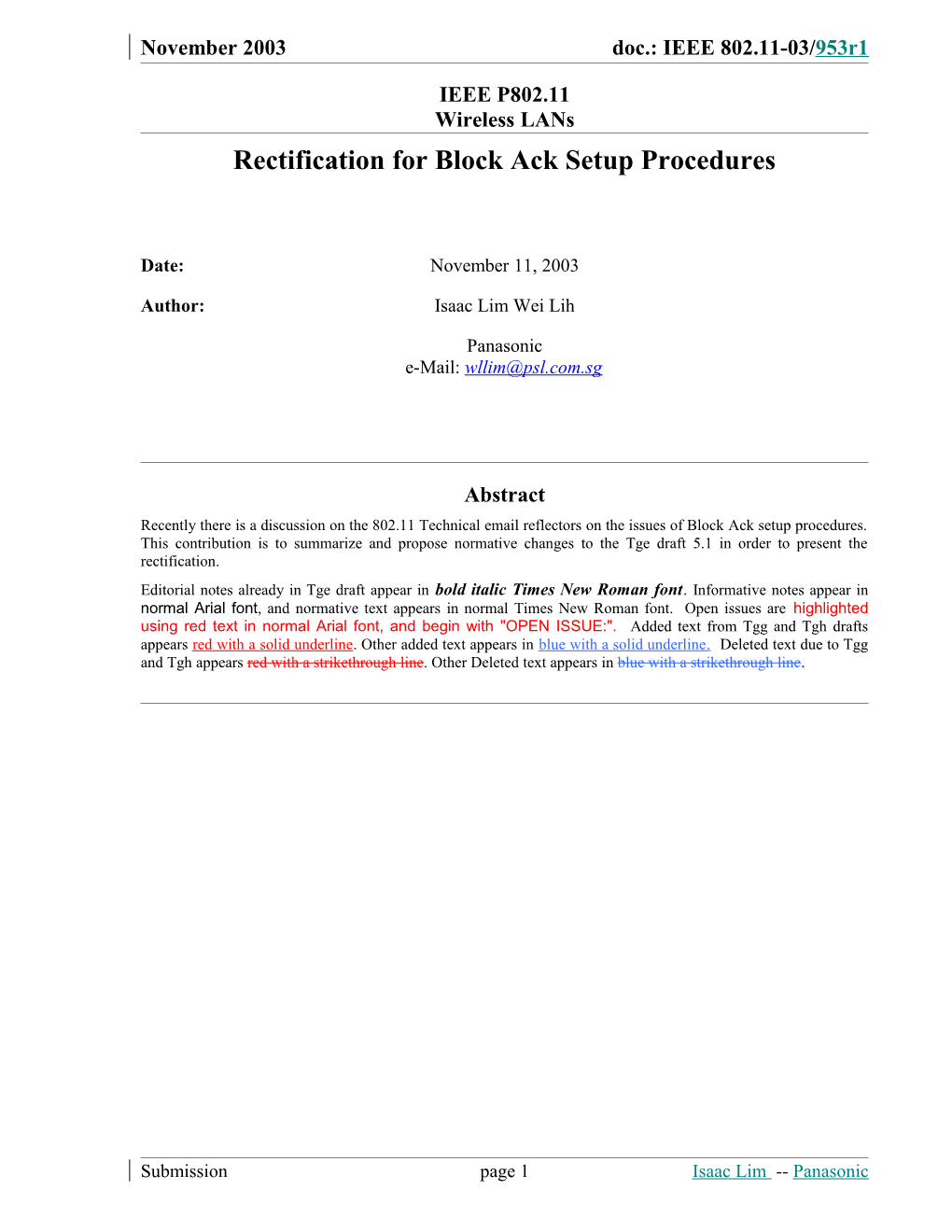 Rectification for Block Ack Setup Procedures