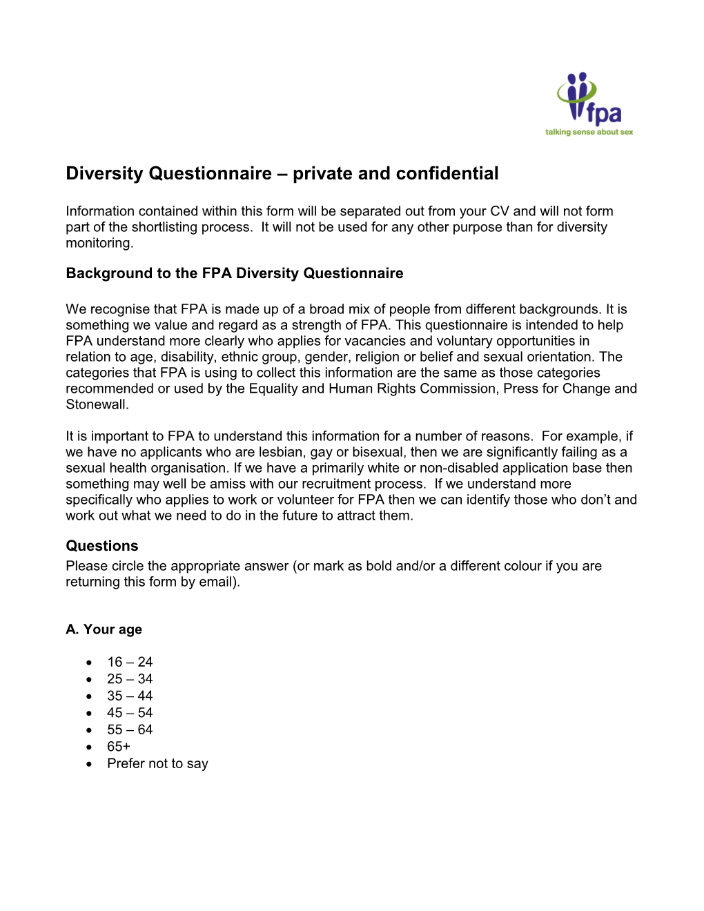 Equality Monitoring Form Paul C S Suggestions