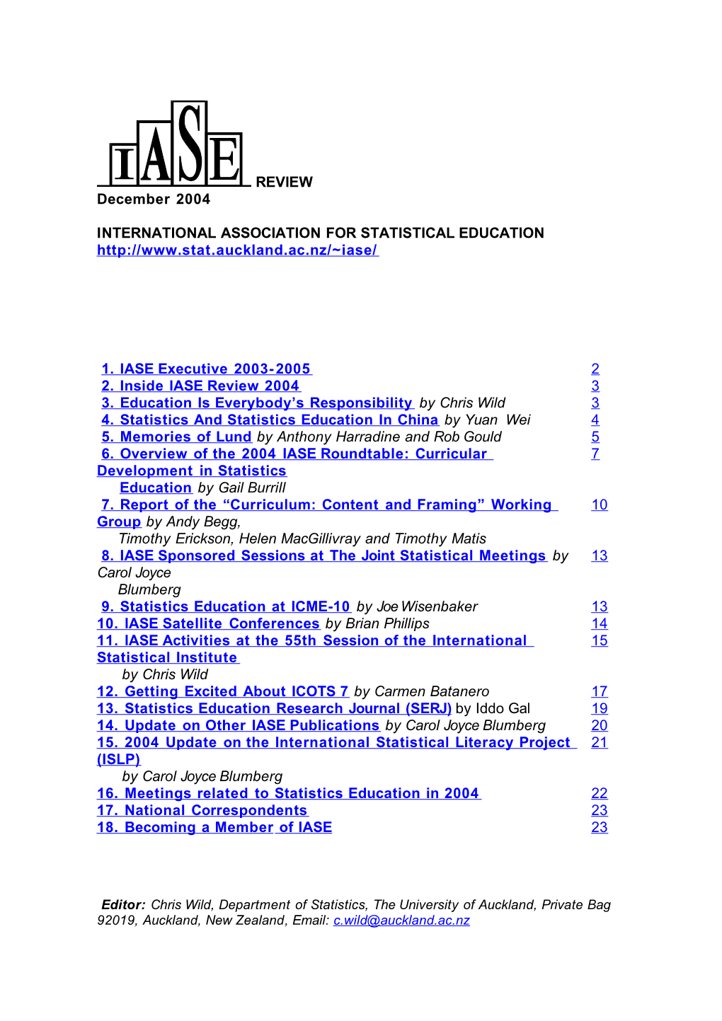 Internationalassociation for STATISTICAL EDUCATION