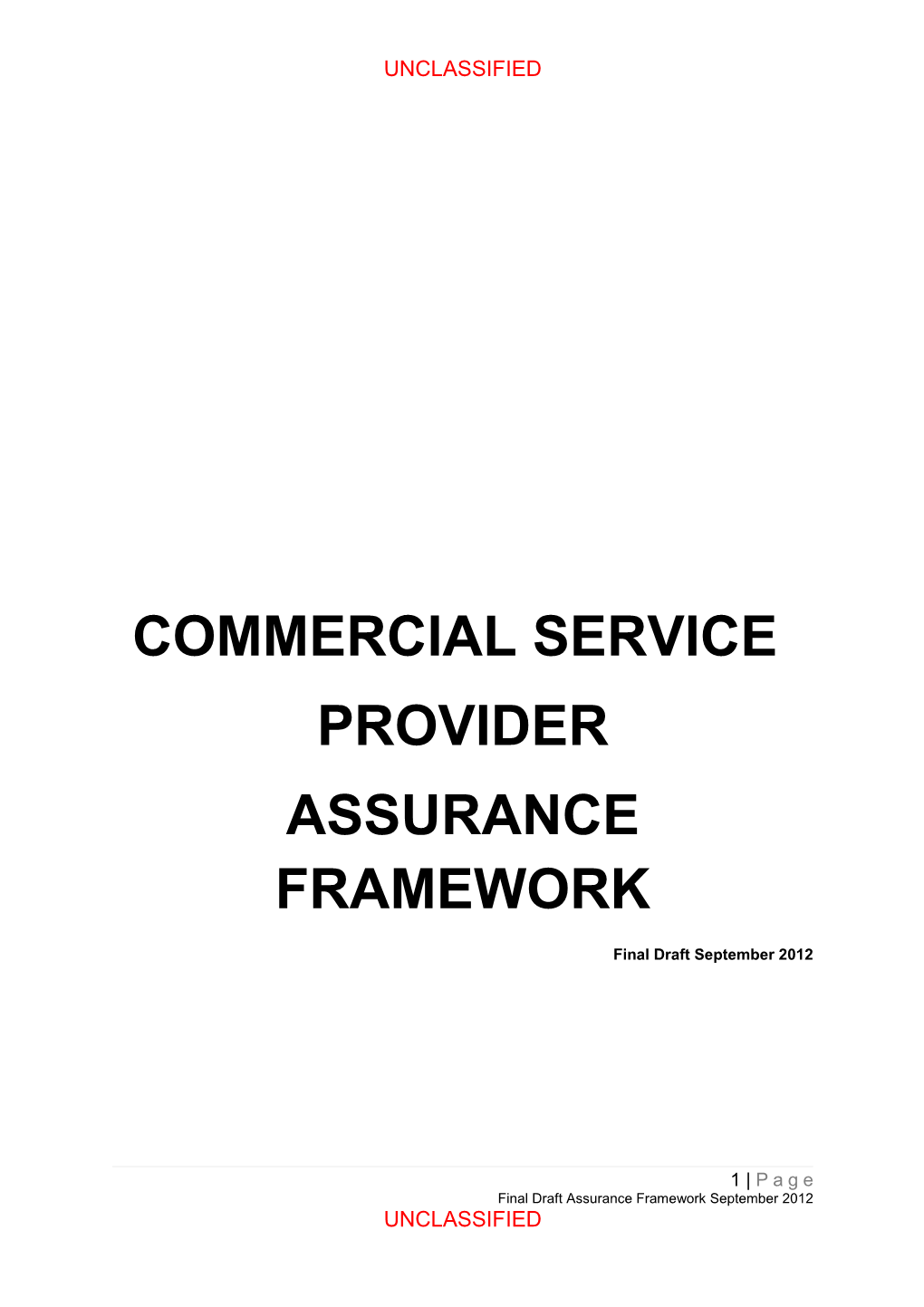 Commercial Service Provider Assurance Framework