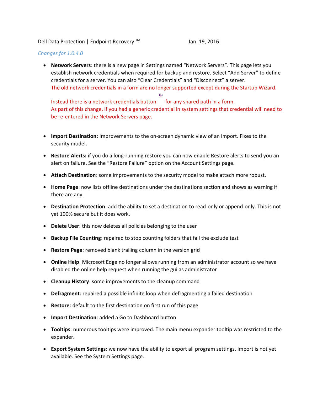 Dell Data Protection Endpoint Recovery Tmjan. 19, 2016