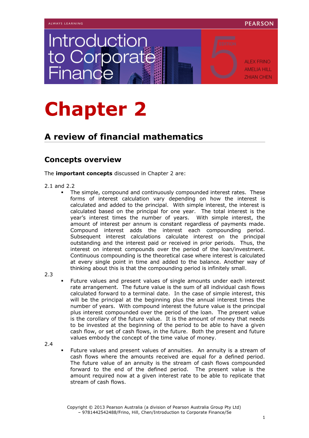 A Review of Financial Mathematics