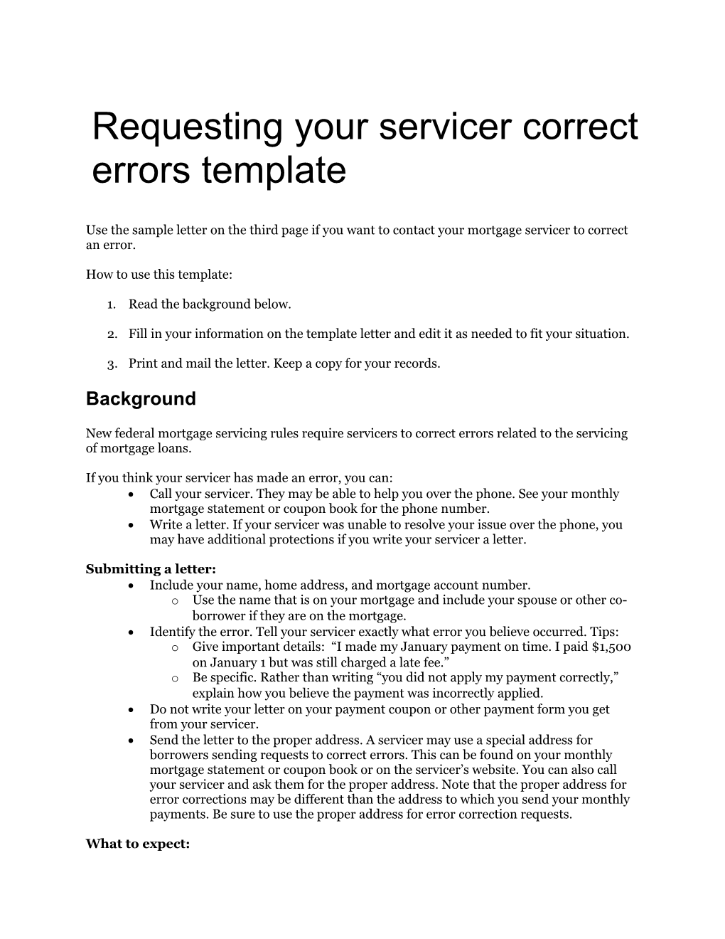 Requesting Your Servicer Correct Errorstemplate