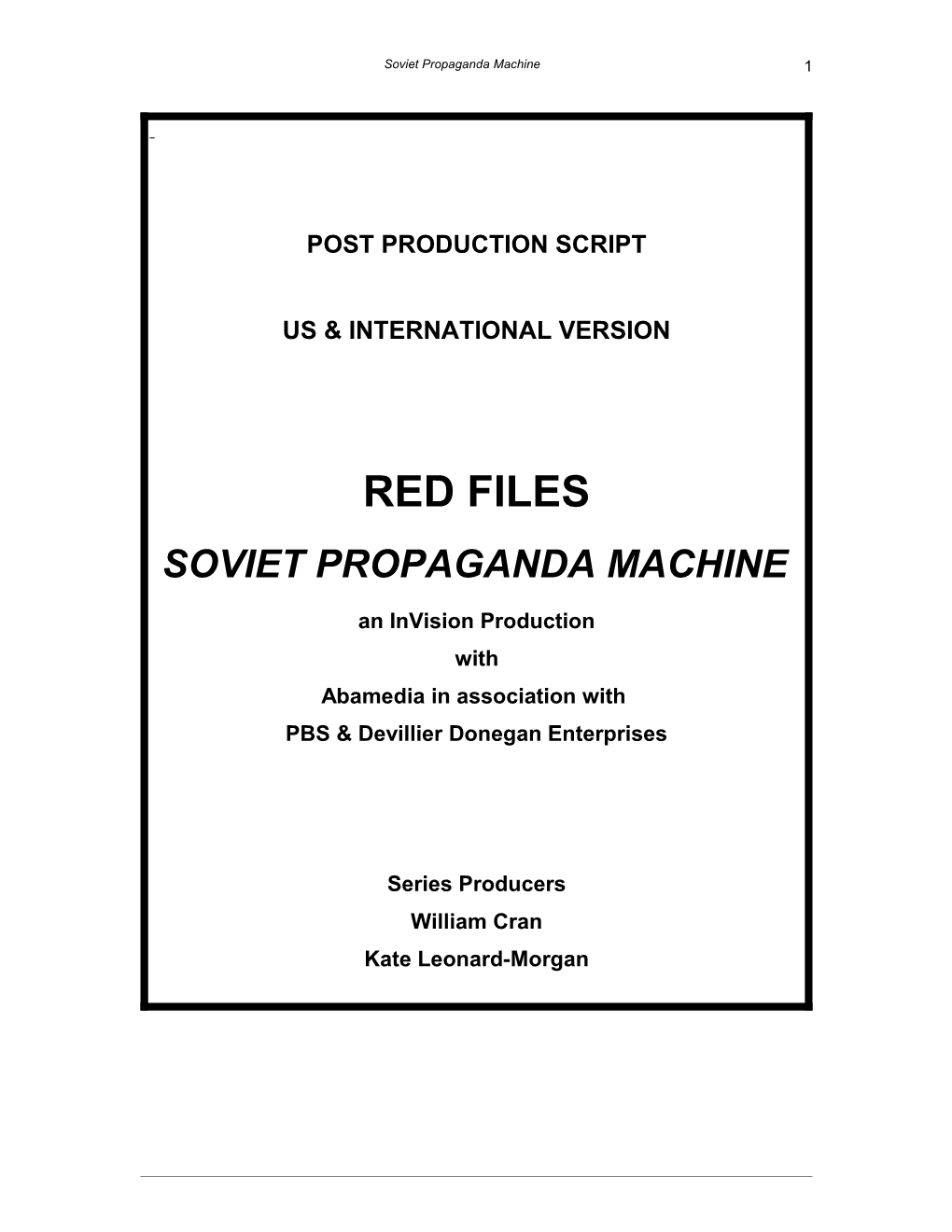 Post Production Script