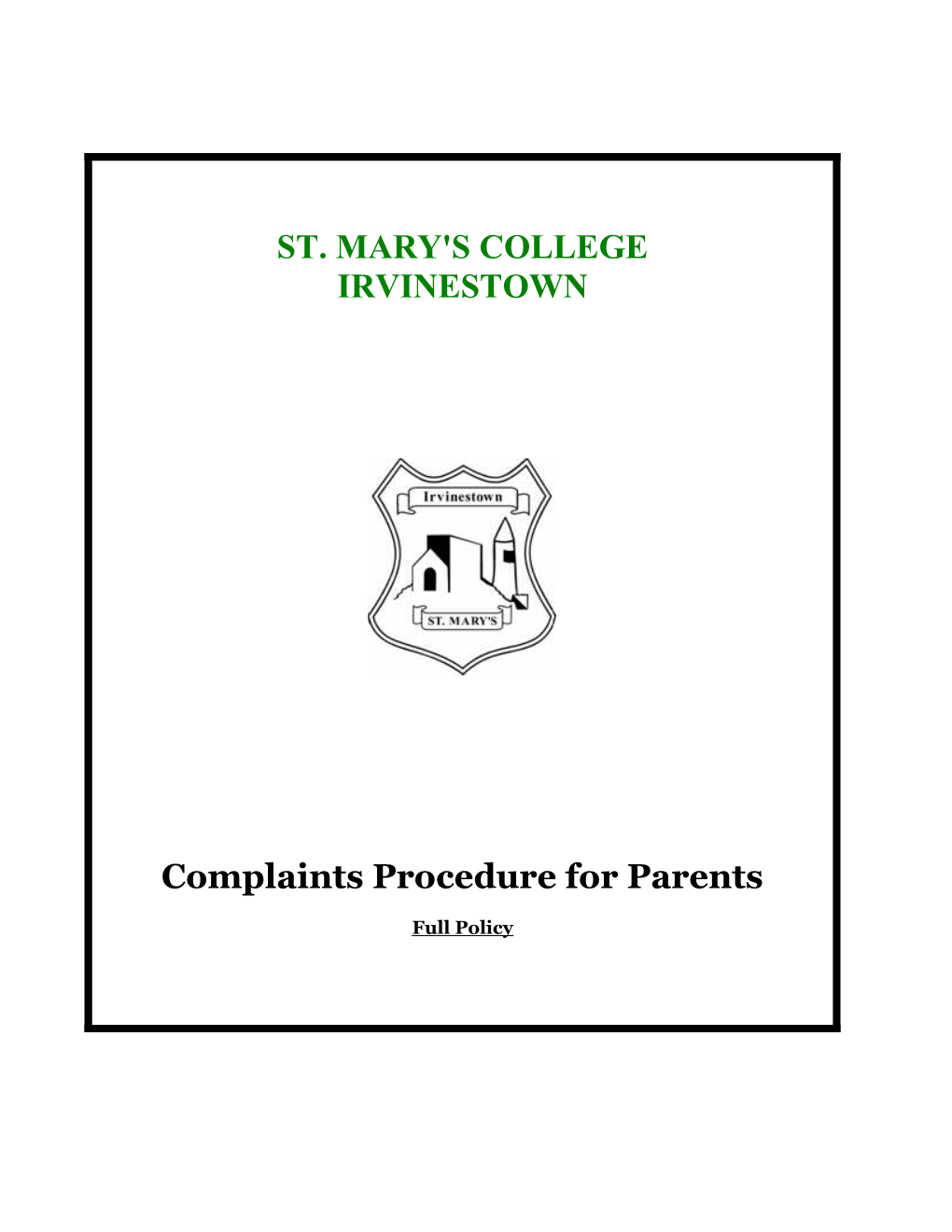 Complaints Procedure for Parents