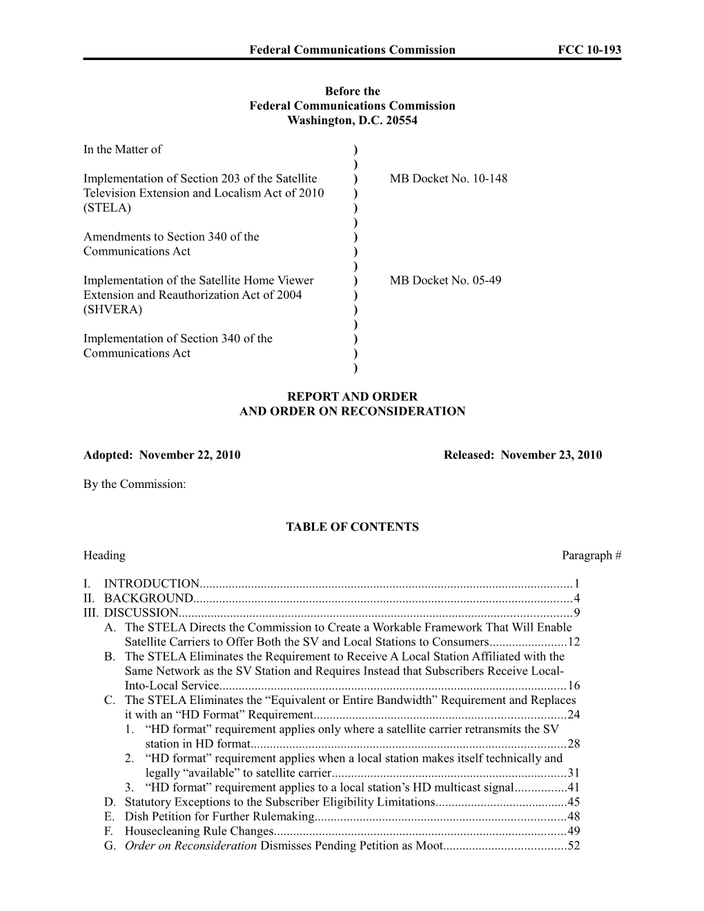 Federal Communications Commissionfcc 10-193