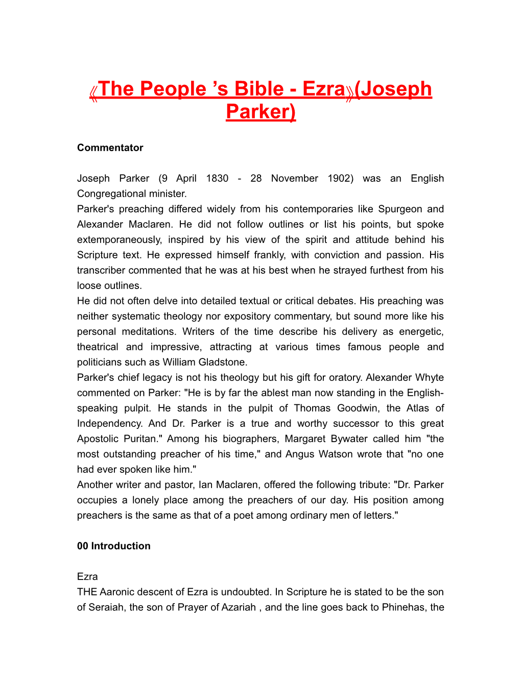 The People S Bible - Ezra (Josephparker)