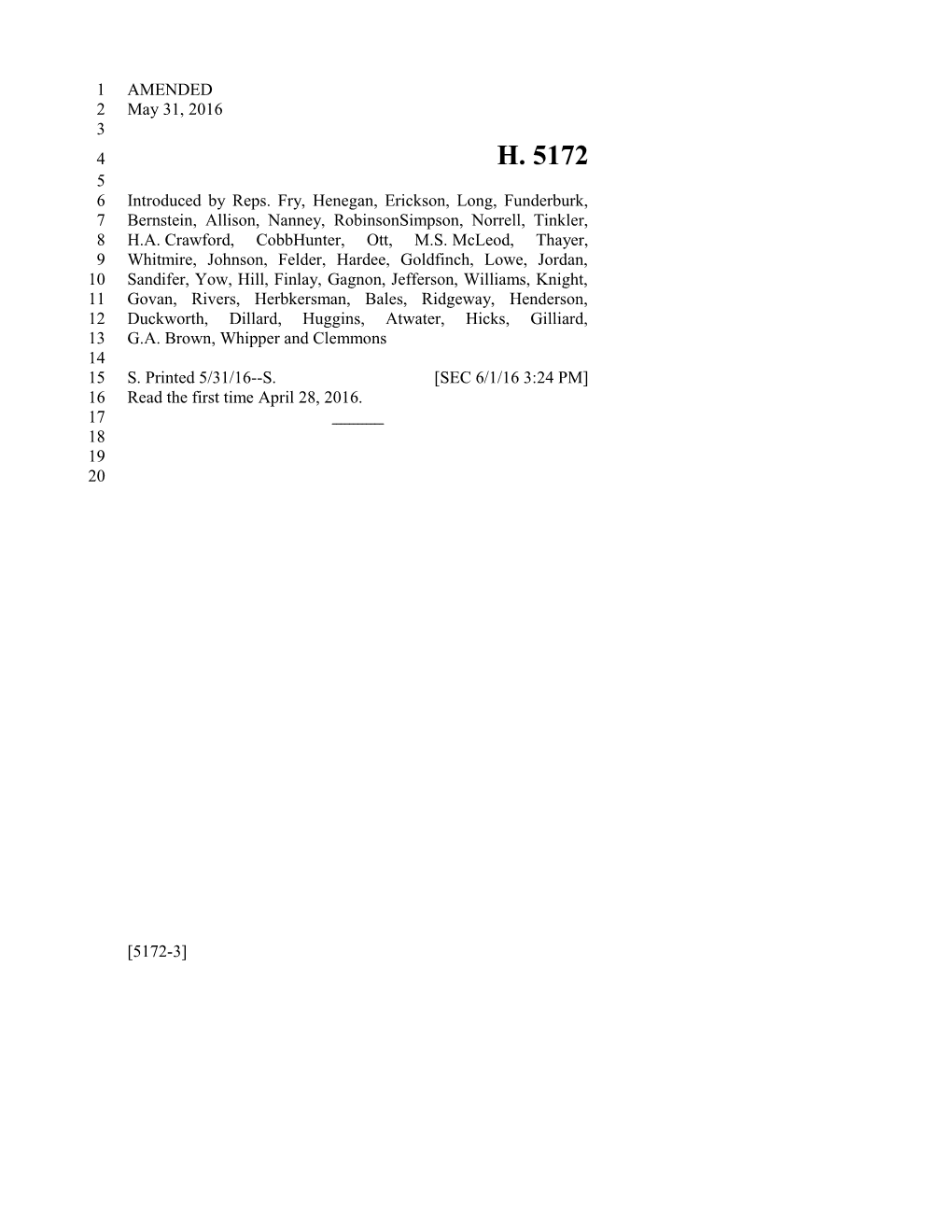 2015-2016 Bill 5172: Safe Harbor for Exploited Minors Act - South Carolina Legislature Online