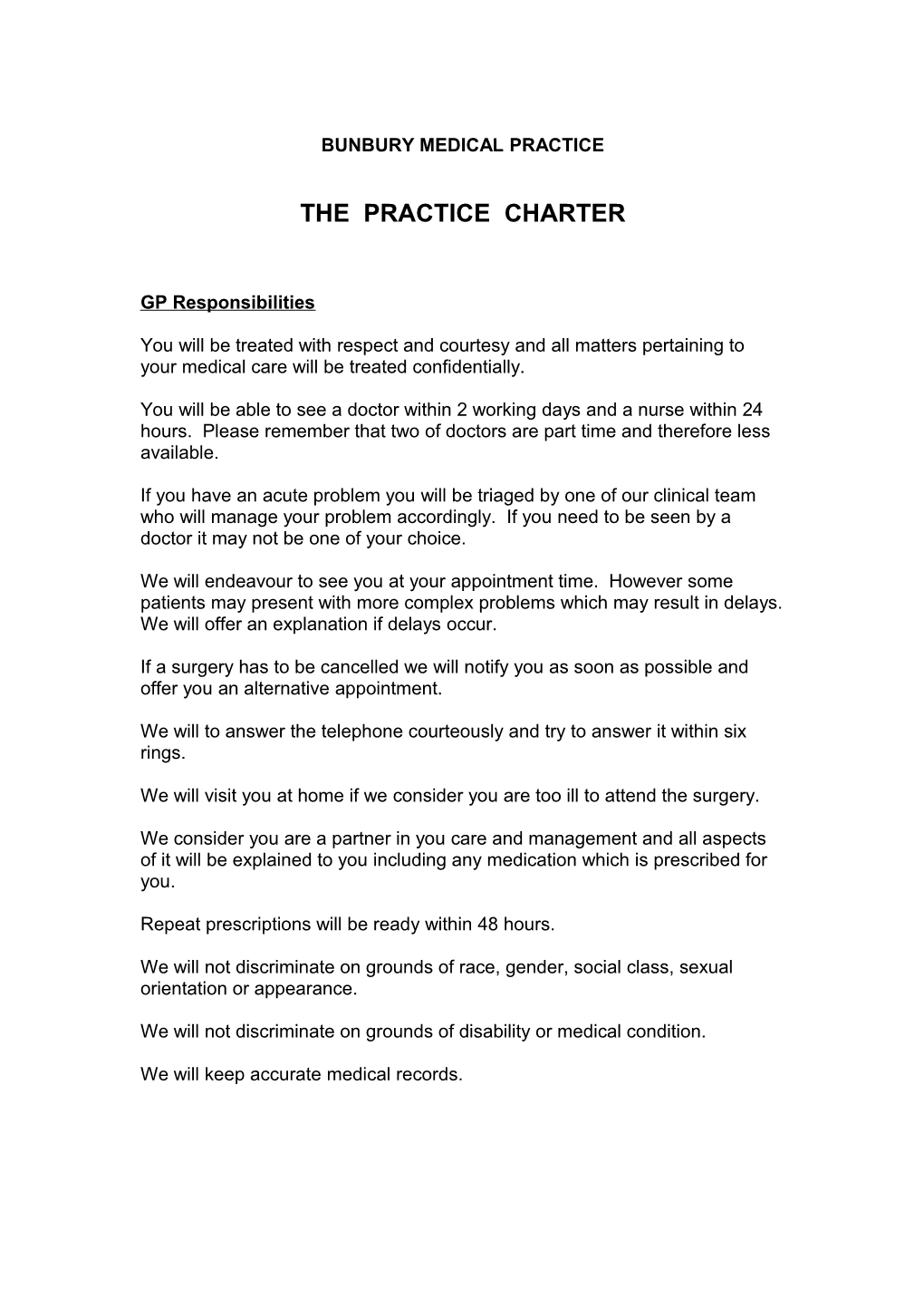 The Practice Charter