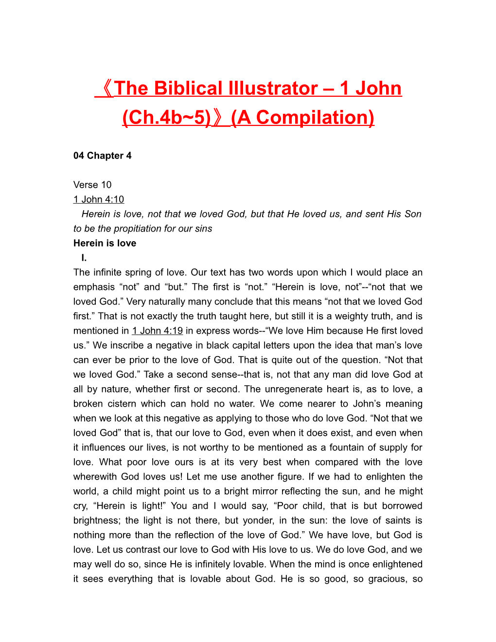 The Biblical Illustrator 1 John (Ch.4B 5) (A Compilation)