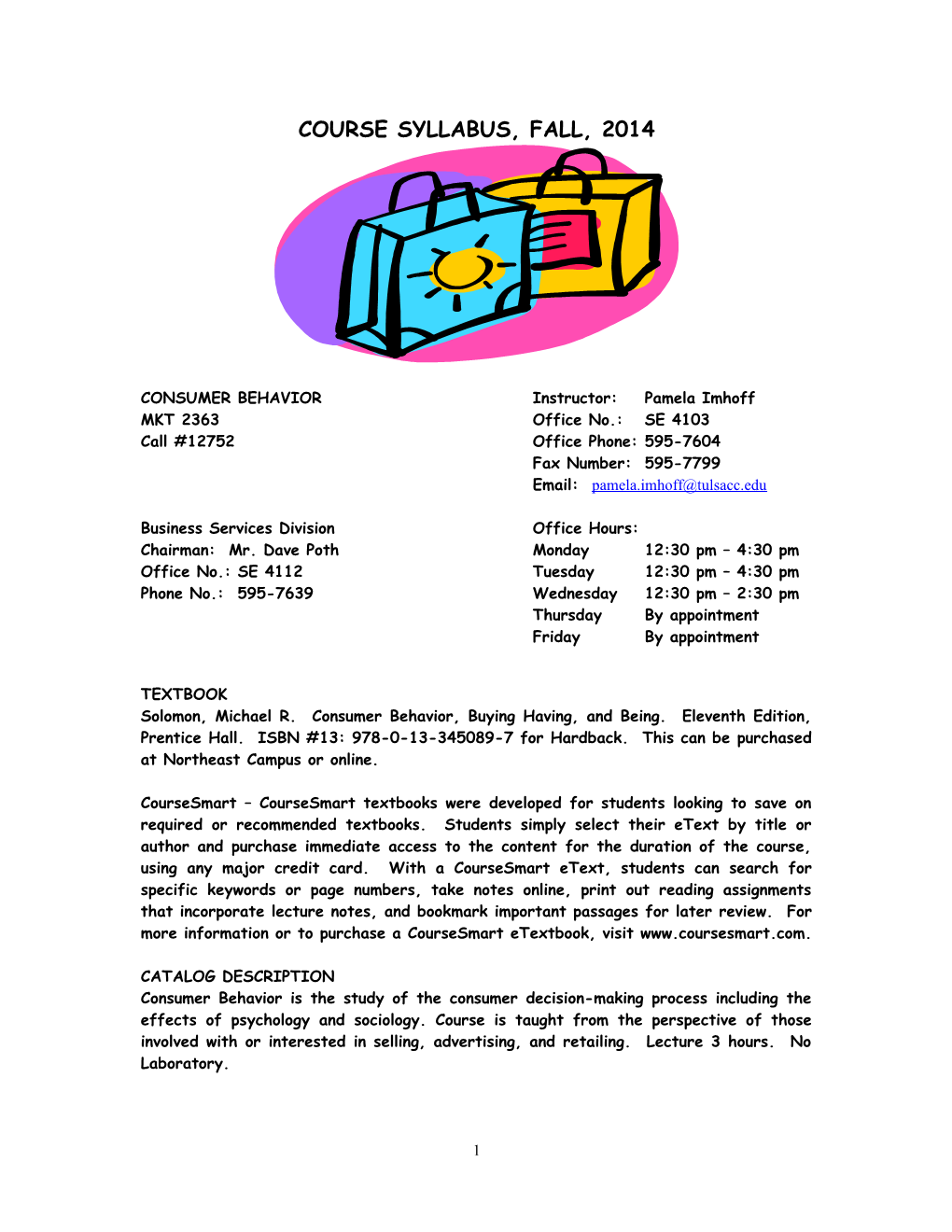 Course Syllabus, Spring, 2001