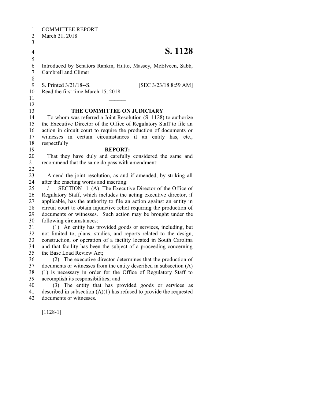 2017-2018 Bill 1128 Text of Previous Version (Mar. 23, 2018) - South Carolina Legislature Online