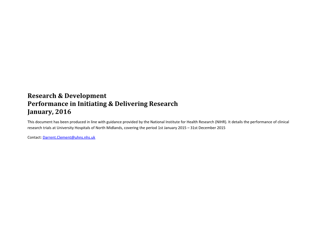 Performance in Initiating Clinical Research