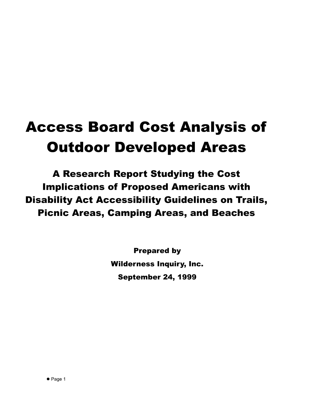 Access Board Cost Analysis of Outdoor Developed Areas