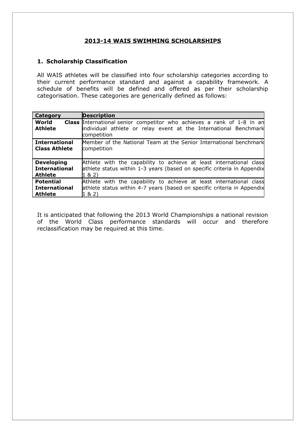 2011 Selection Criteria Word Document