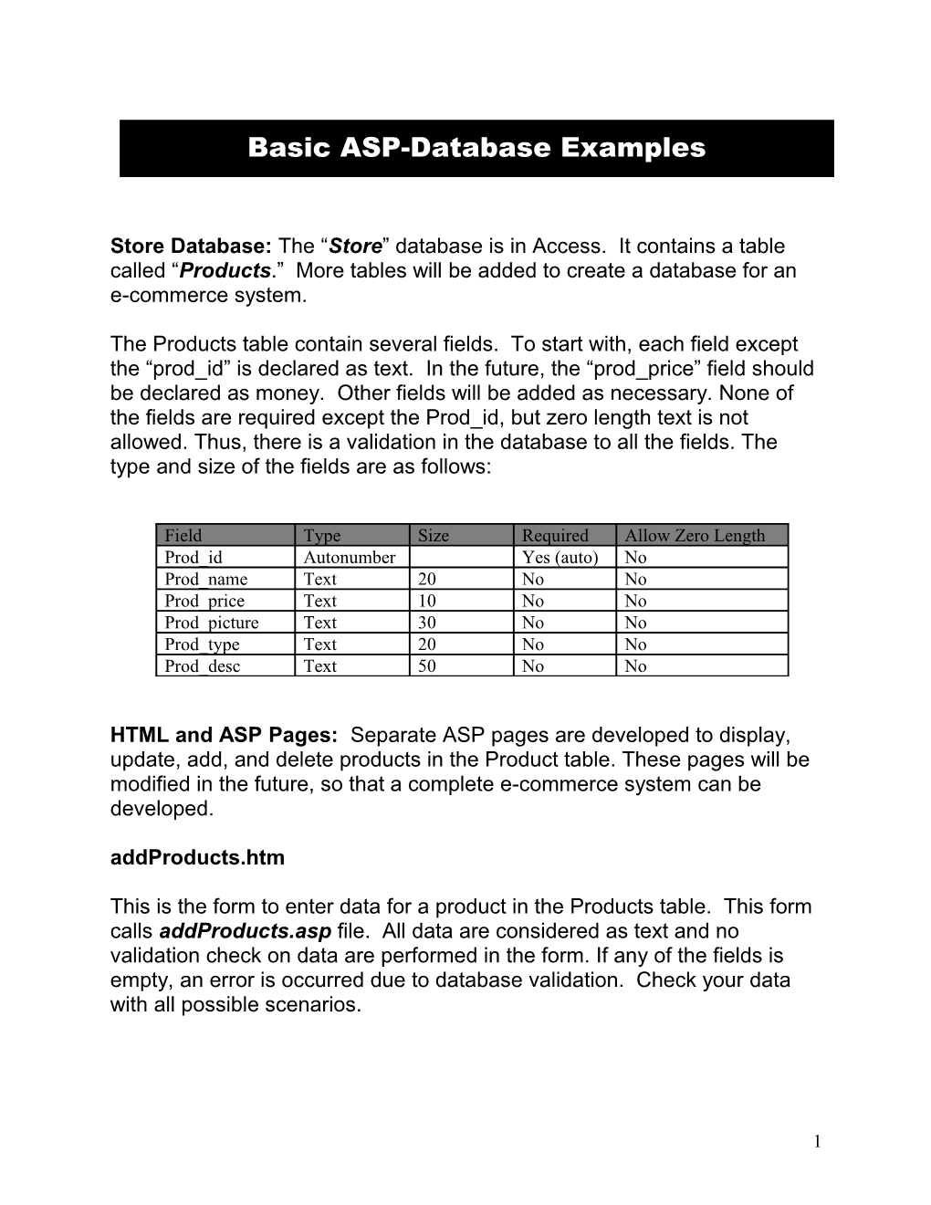 Basic ASP-Database Examples