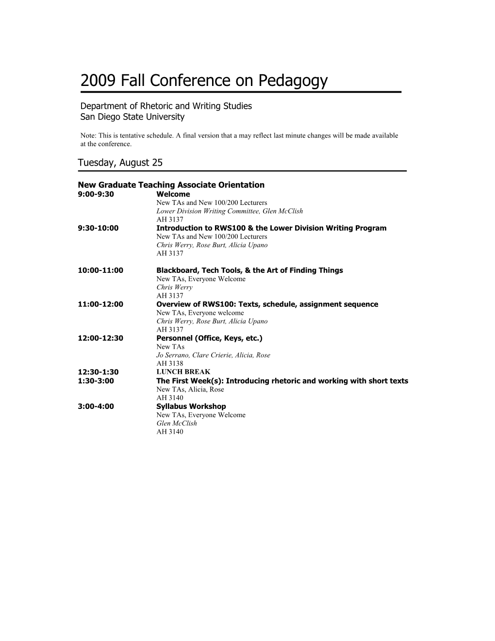 DRWS Fall 2003 Conference on Pedagogy