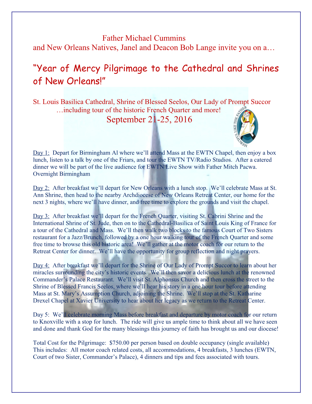 Year of Mercy Pilgrimage to the Cathedral and Shrines of New Orleans