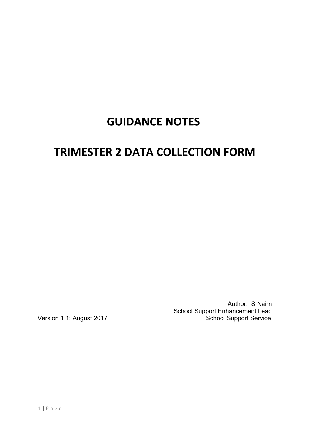 Trimester 2 Data Collection Form
