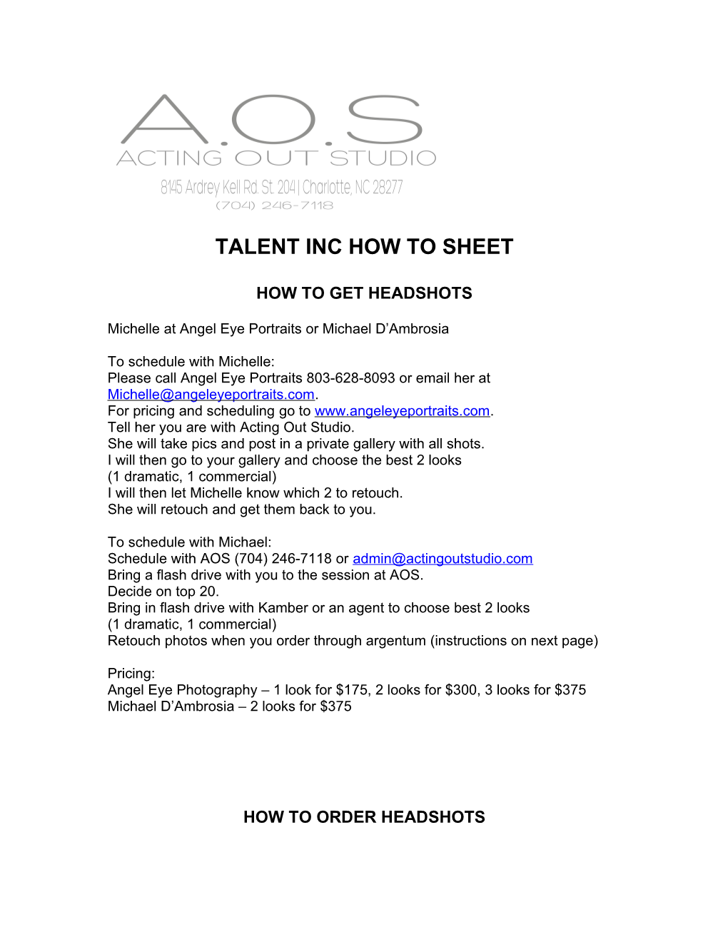 Talent Inc How to Sheet