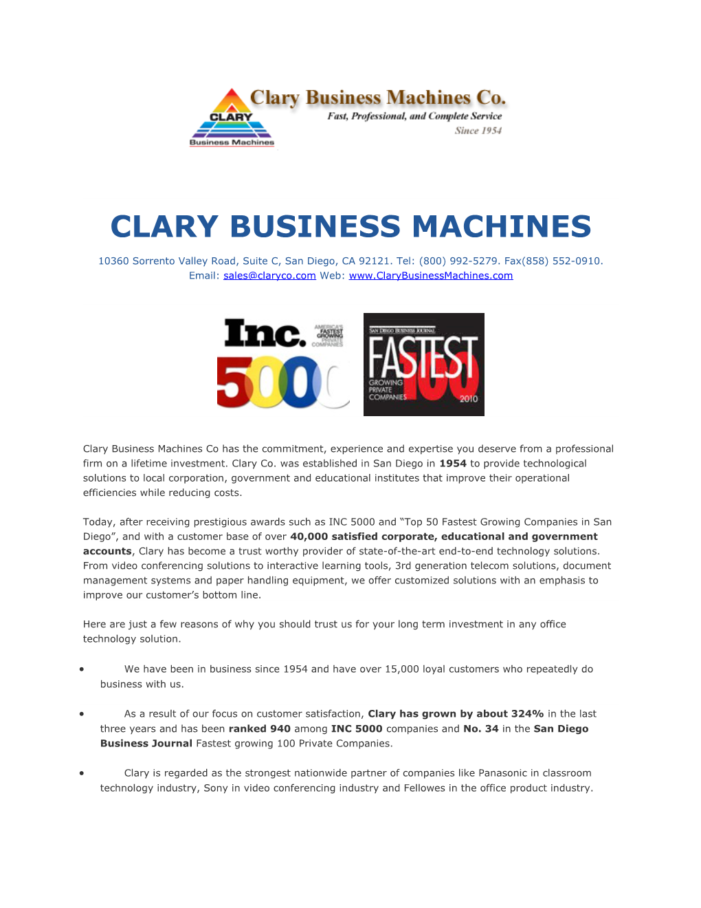 Clary Business Machines