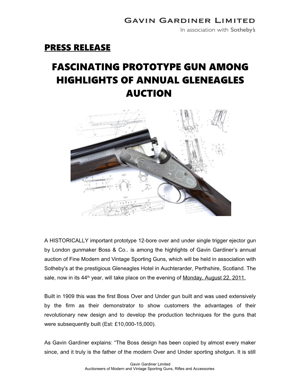 Fascinating Prototype Gun Among Highlights of Annual Gleneagles Auction