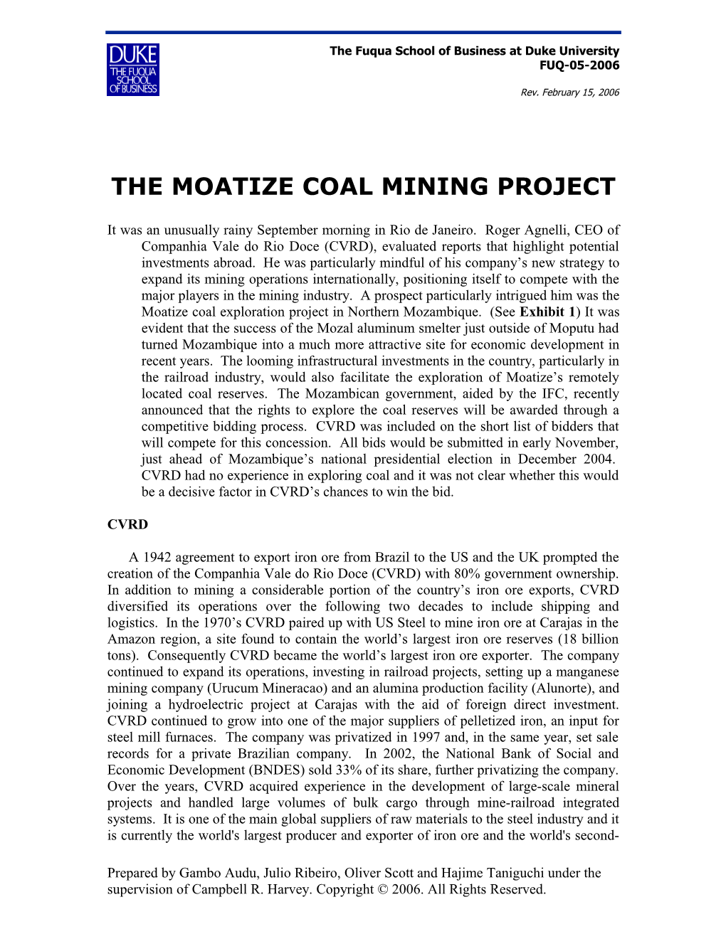 The Moatize Coal Mining Project