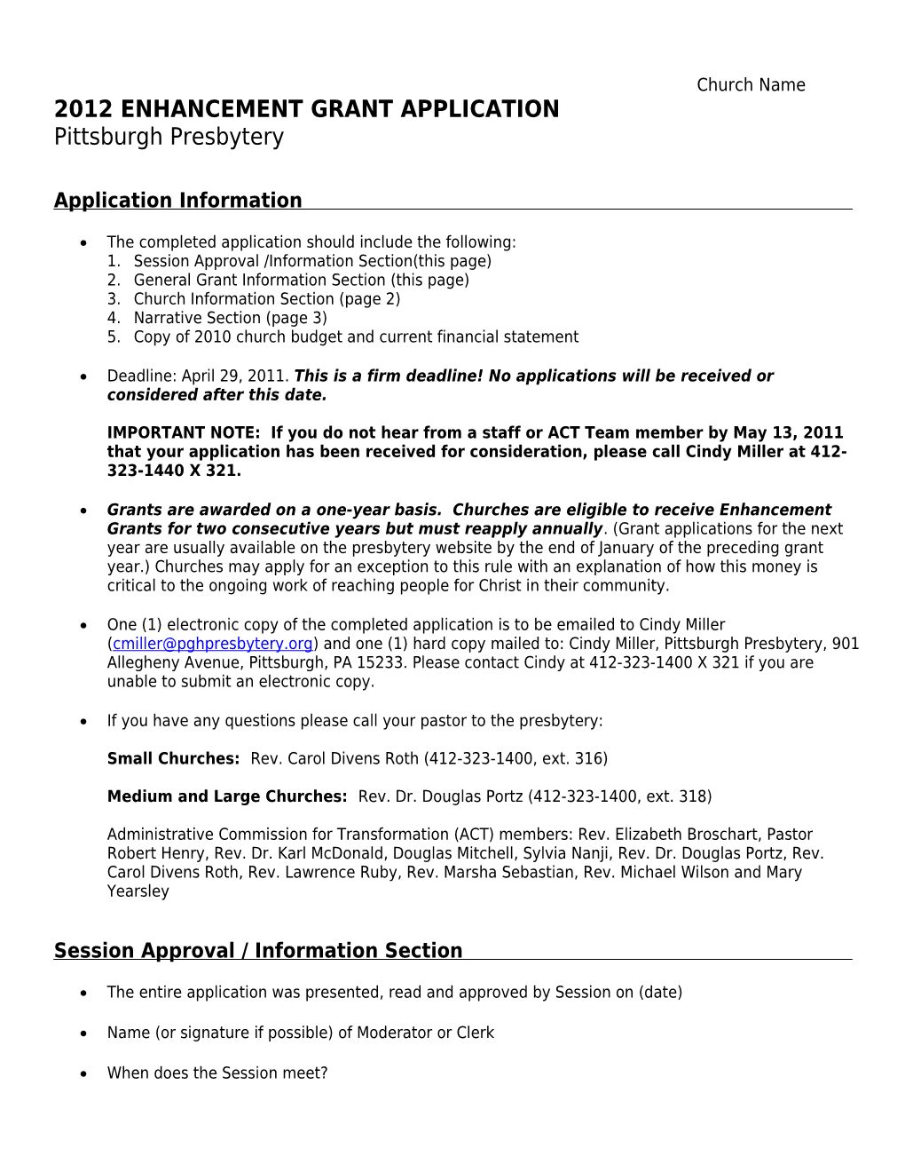 2012Enhancement Grant Application