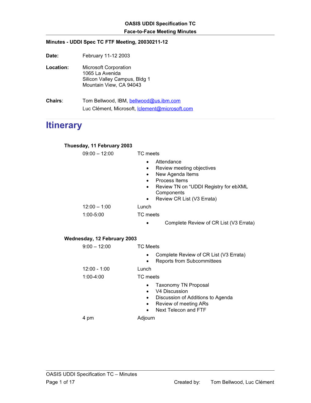 Face-To-Face Meeting Minutes