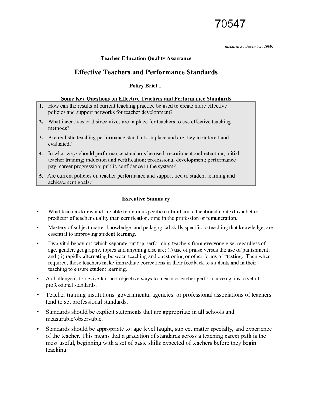 Teacher Education Quality Assurance