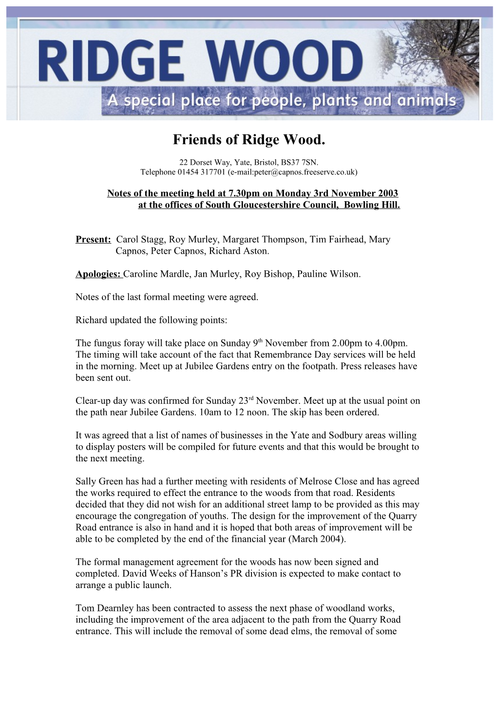 Friends of Ridge Wood