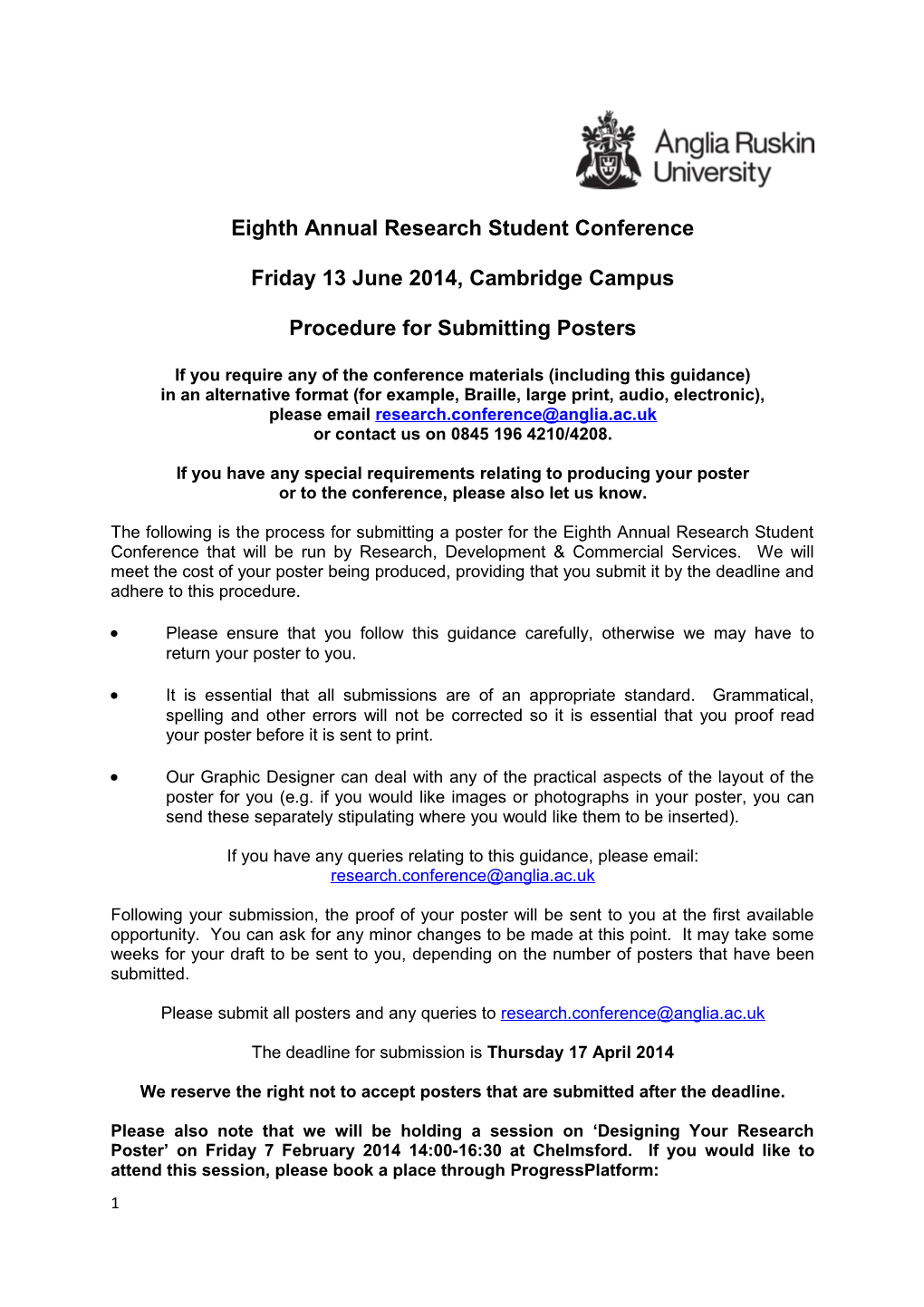 Eighth Annual Research Student Conference