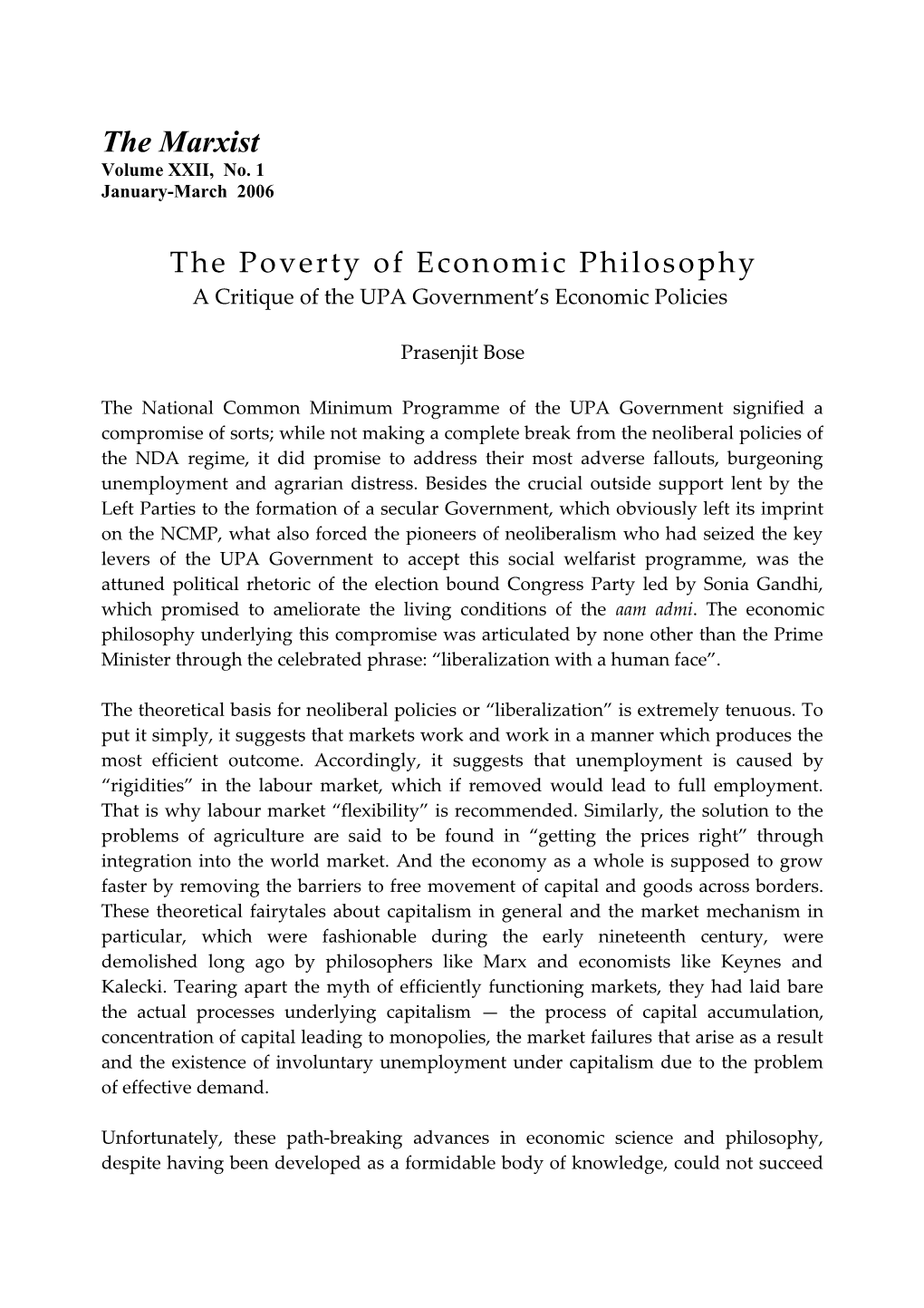 The Poverty of Economic Philosophy